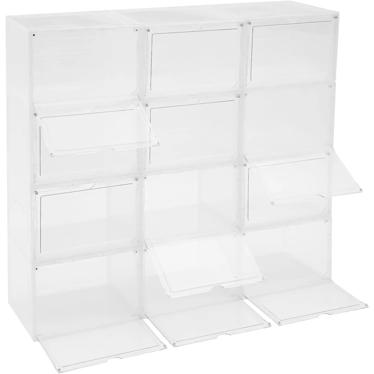 CNCEST 12pcs Shoe Containers, Stackable Shoe Boxes, Acrylic Shoe Display Cabinets, W/Magnetic Door Multifunctional Sneaker
CNCEST 12pcs Shoe Containers, Stackable Shoe Boxes, Acrylic Shoe Display Cabinets, W/Magnetic Door Multifunctional Sneaker