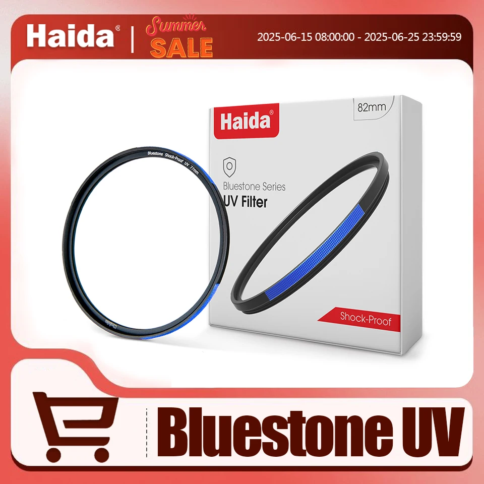 Haida Bluestone Shockproof UV Filter for Camera Lens Photography Protective Filter Resist Dust Scratches and Oil with 52/67/82mm
Haida Bluestone Shockproof UV Filter for Camera Lens Photography Protective Filter Resist Dust Scratches and Oil with 52/67/82mm