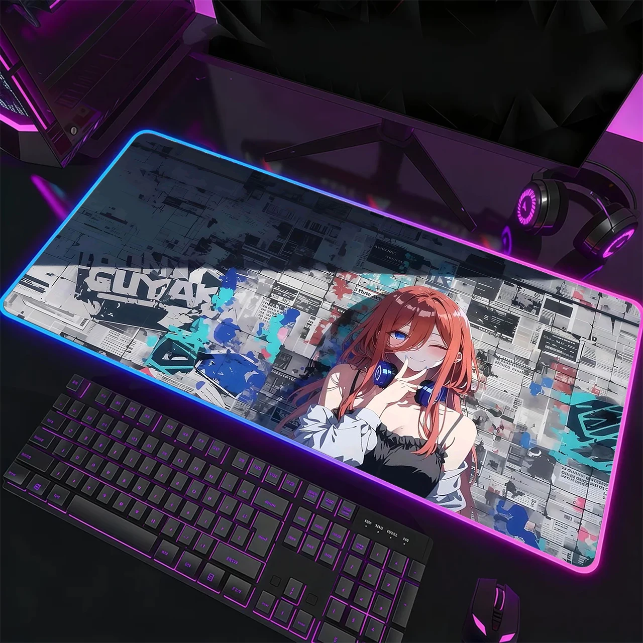 RGB Gaming Mouse Pad,Large Size,Anti-slip,Stitched Edges,Soft Rubber,Red Hair Headphone Anime Girl Deskpad For Office Use
RGB Gaming Mouse Pad,Large Size,Anti-slip,Stitched Edges,Soft Rubber,Red Hair Headphone Anime Girl Deskpad For Office Use