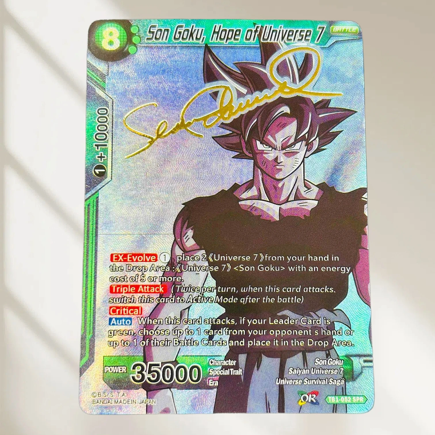 DIY Dragon Ball Son Goku Hope of Universe 7 TB1-052 SPR English Gold Foil Texture Flash Card Classic Anime Collectible TCG
DIY Dragon Ball Son Goku Hope of Universe 7 TB1-052 SPR English Gold Foil Texture Flash Card Classic Anime Collectible TCG