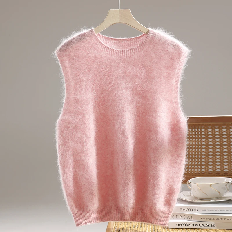 Вязаный жилет с круглым вырезом, свитер для женщин, осень-зима, пушистая шерсть, повседневный топ без рукавов, универсальный темпераментный мягкий топ
Вязаный жилет с круглым вырезом, свитер для женщин, осень-зима, пушистая шерсть, повседневный топ без рукавов, универсальный темпераментный мягкий топ