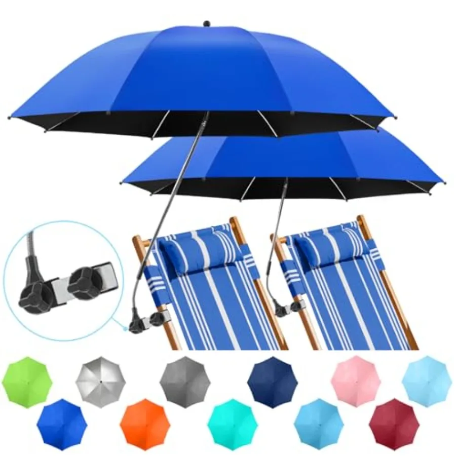 2 PACK Beach Umbrella with Clamp, 360 ° Adjustable Umbrellas for Chair, UPF50+ Umbrella for Beach Chair, Patio Chair, Wheelchai
2 PACK Beach Umbrella with Clamp, 360 ° Adjustable Umbrellas for Chair, UPF50+ Umbrella for Beach Chair, Patio Chair, Wheelchai