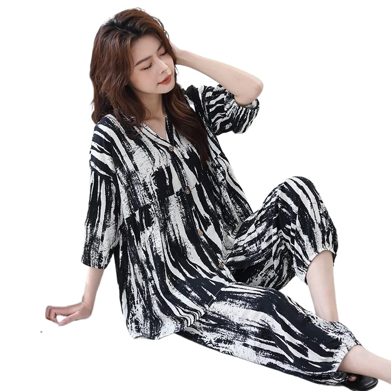 2026 New Cotton and Silk Pajamas Women's Summer and Autumn Floral Cardigan Loungewear Sweet Can Be Worn Outside Pajamas Suit
2026 New Cotton and Silk Pajamas Women's Summer and Autumn Floral Cardigan Loungewear Sweet Can Be Worn Outside Pajamas Suit