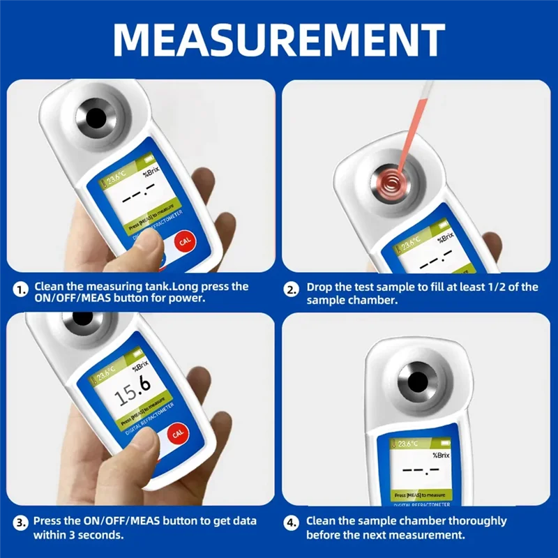 ABKU-Sugar Content Tester Digital Refractometer 0-35% Sugar Content Test Sugary Drink Beverage Fruit Juice
ABKU-Sugar Content Tester Digital Refractometer 0-35% Sugar Content Test Sugary Drink Beverage Fruit Juice