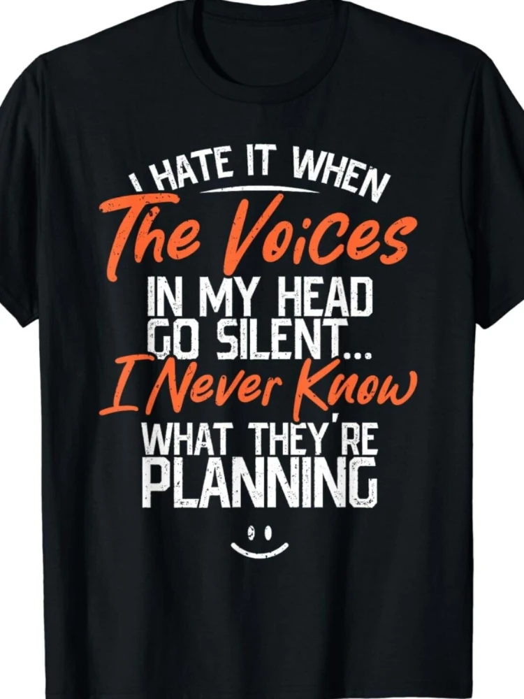 'Voices In My Head' Sarcastic Quote pattern -100% cotton O-neck summer short-sleeved casual men's printed T-shirt.
'Voices In My Head' Sarcastic Quote pattern -100% cotton O-neck summer short-sleeved casual men's printed T-shirt.