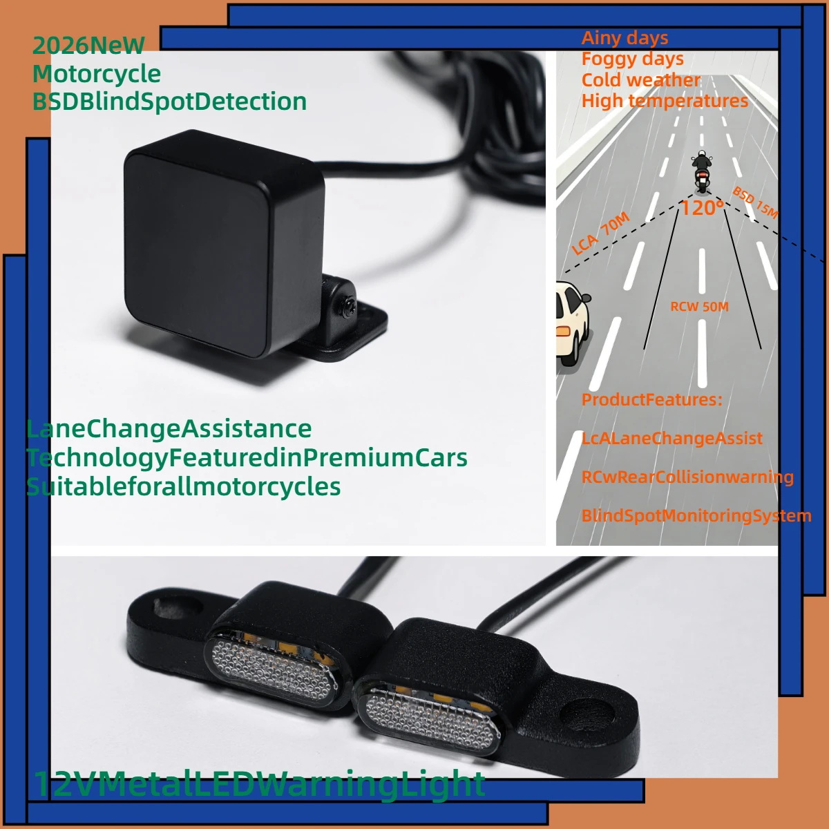 Onboard Blind Spot Monitoring System, suitable for Yamaha, Harley-Davidson, Honda, and BMW motorcycles, 77GHz millimeter-wave ra
Onboard Blind Spot Monitoring System, suitable for Yamaha, Harley-Davidson, Honda, and BMW motorcycles, 77GHz millimeter-wave ra