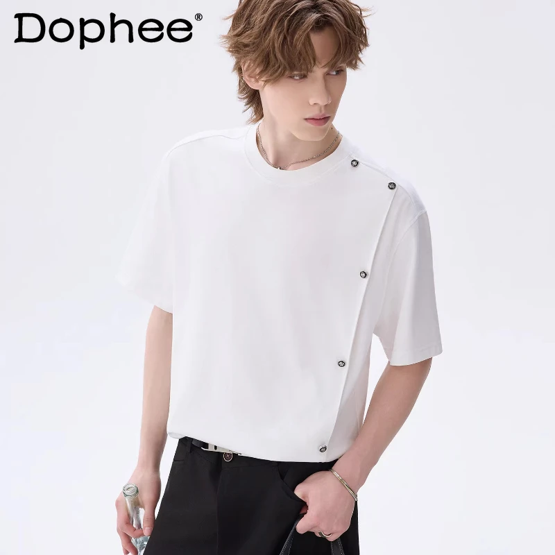 Male Fashion Short-sleeve Solid Color Round Neck T-shirts New Summer 2026 Cool Trendy Tops Button Decoration Comfort Chic Tees
Male Fashion Short-sleeve Solid Color Round Neck T-shirts New Summer 2026 Cool Trendy Tops Button Decoration Comfort Chic Tees