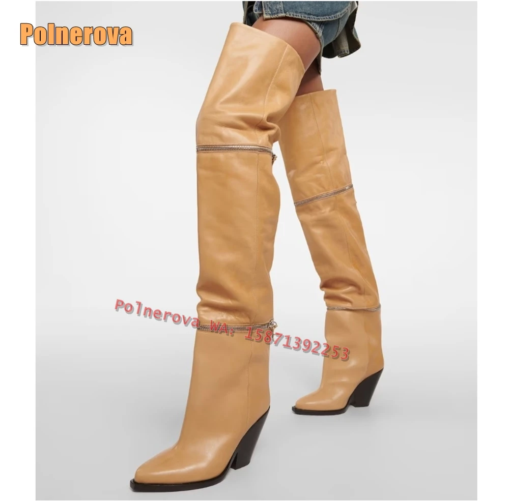 Pointed Toe Chunky Heels Detachable Zipper Long Boots Brown Street Style Spicy Girl Over The Knee Boots 2025 Plus Size New Style
Pointed Toe Chunky Heels Detachable Zipper Long Boots Brown Street Style Spicy Girl Over The Knee Boots 2025 Plus Size New Style