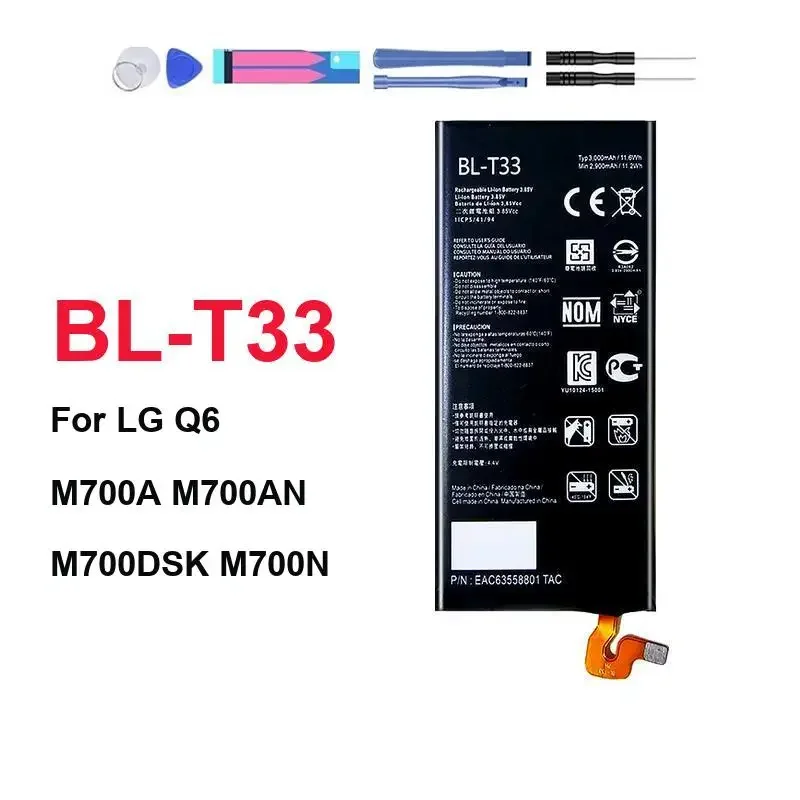 Mobile Phone Battery Portable For LG Q6 M700A M700AN M700DSK M700N BL-T33 3000mAh
Mobile Phone Battery Portable For LG Q6 M700A M700AN M700DSK M700N BL-T33 3000mAh