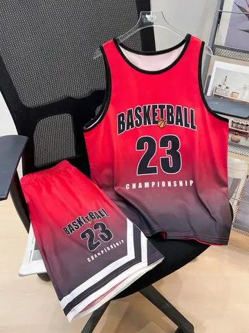 Un conjunto de camisetas de baloncesto deportivas informales con alfabeto americano de 2 piezas para niños y niñas, trajes de moda para primavera y verano