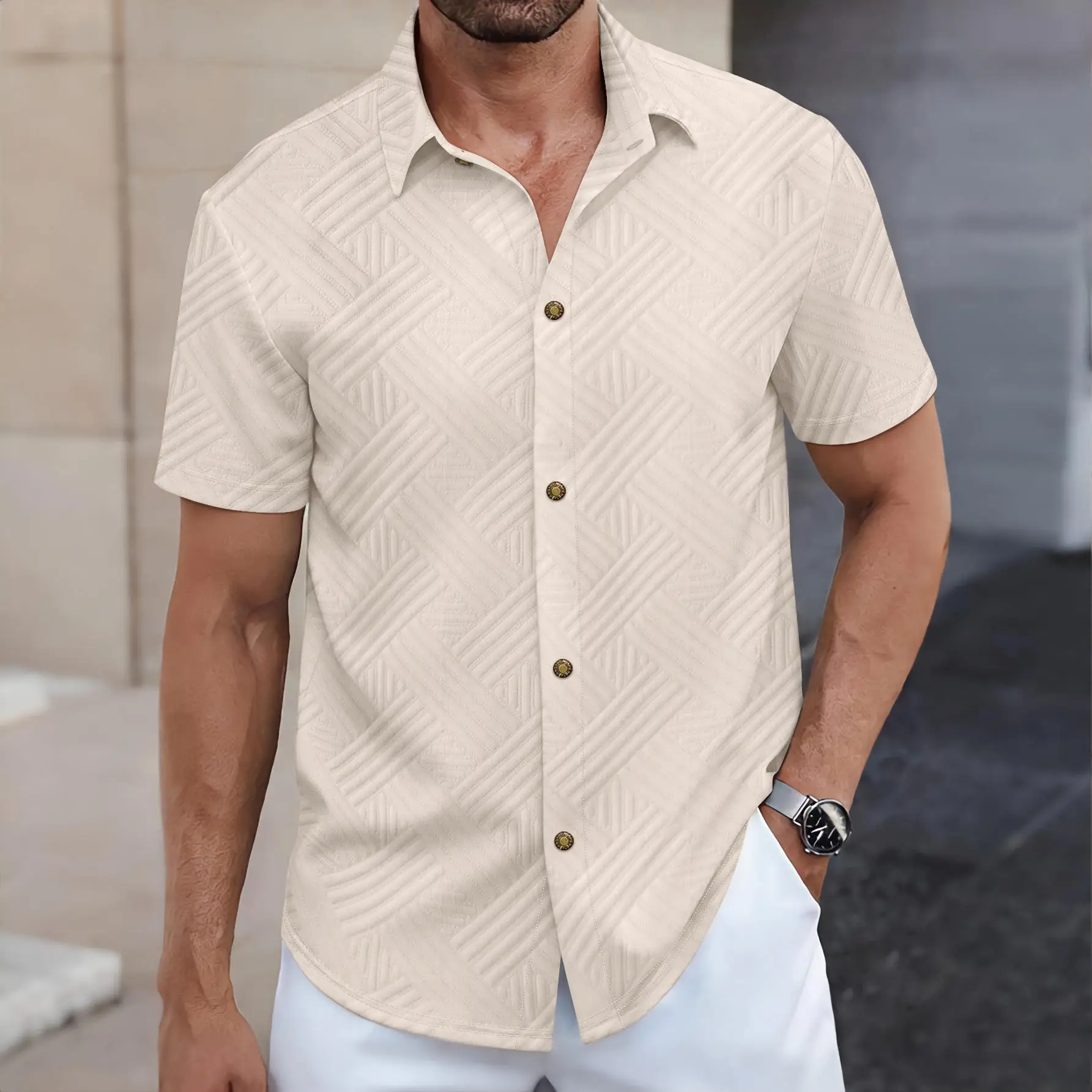 New Men's Spring Pure Color Embroidered Collar Open Cardigan Casual Short Sleeve Shirt Top PU Leather Easy Care Other Material
New Men's Spring Pure Color Embroidered Collar Open Cardigan Casual Short Sleeve Shirt Top PU Leather Easy Care Other Material