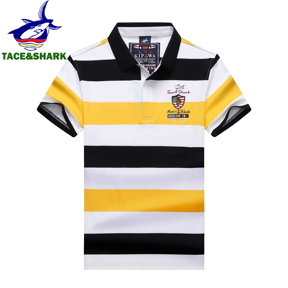 Men's Striped Polo Shirt with Embroidery TACE&SHARK Brand Short Sleeve Casual Summer Fashion Yellow/White Top Camisas 4XL
Men's Striped Polo Shirt with Embroidery TACE&SHARK Brand Short Sleeve Casual Summer Fashion Yellow/White Top Camisas 4XL