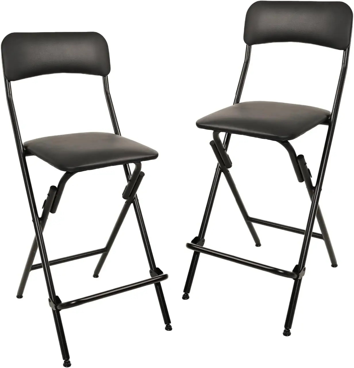 Folding Bar Stool with Footrest, Portable, Sturdy, Space-Saving, 300lb Capacity, 24" Height, Black, Set of 2
Folding Bar Stool with Footrest, Portable, Sturdy, Space-Saving, 300lb Capacity, 24" Height, Black, Set of 2