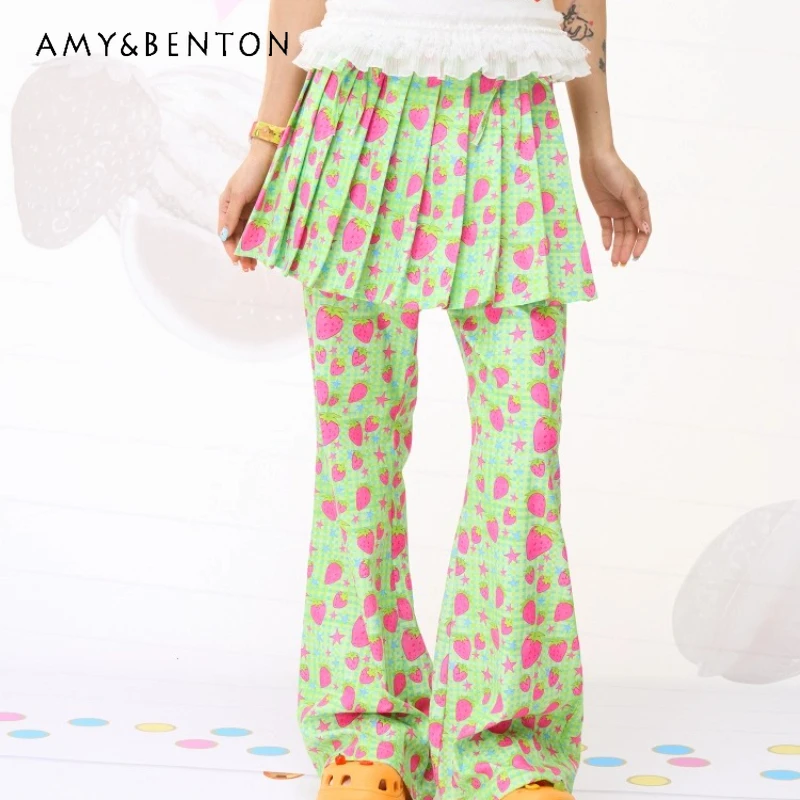 New Sweet Fruit Illustration Printed Women's Pleated Skirt Pants Summer Design Colorful Splicing Personalized Trousers Ladies
New Sweet Fruit Illustration Printed Women's Pleated Skirt Pants Summer Design Colorful Splicing Personalized Trousers Ladies