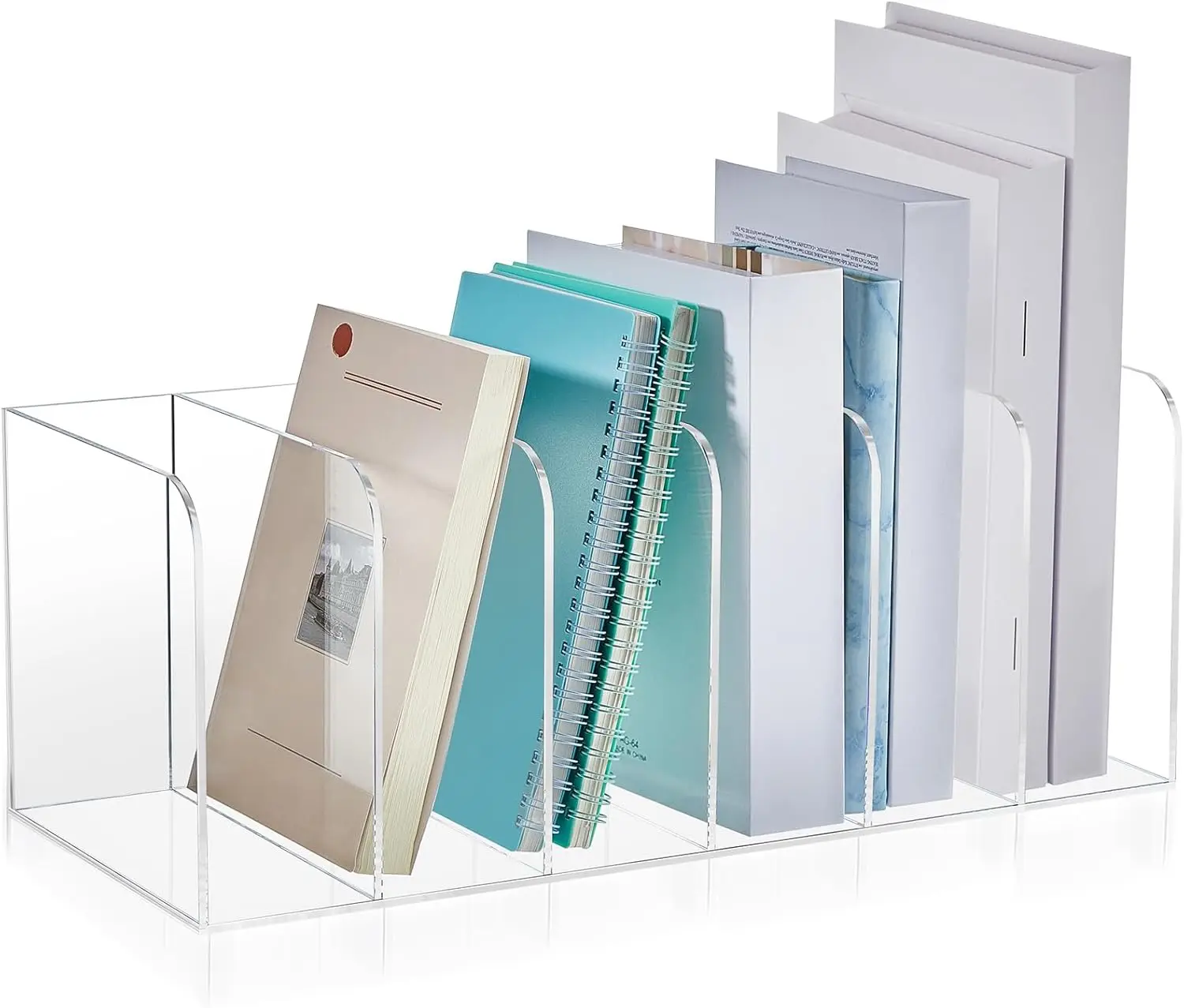 Clear Acrylic Magazine File Holder with Vertical Compartments Desk Organizer Book Rack for Office Accessories
Clear Acrylic Magazine File Holder with Vertical Compartments Desk Organizer Book Rack for Office Accessories