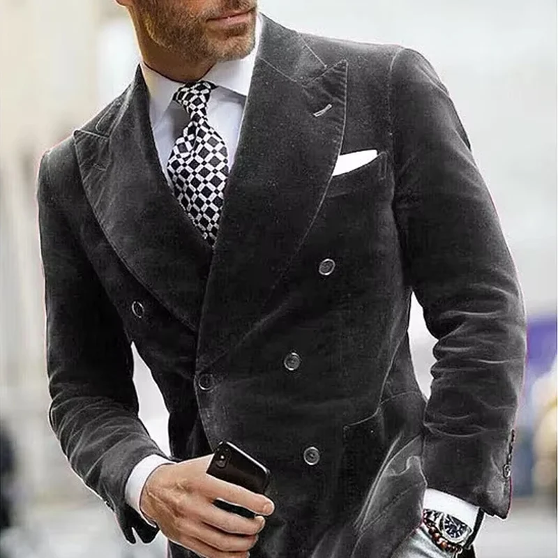 Velvet Double Breasted Blazer for Men Formal Slim Fit Business Elegant Wedding Jacket Dinner Party Italian Style Smoking Prom
Velvet Double Breasted Blazer for Men Formal Slim Fit Business Elegant Wedding Jacket Dinner Party Italian Style Smoking Prom