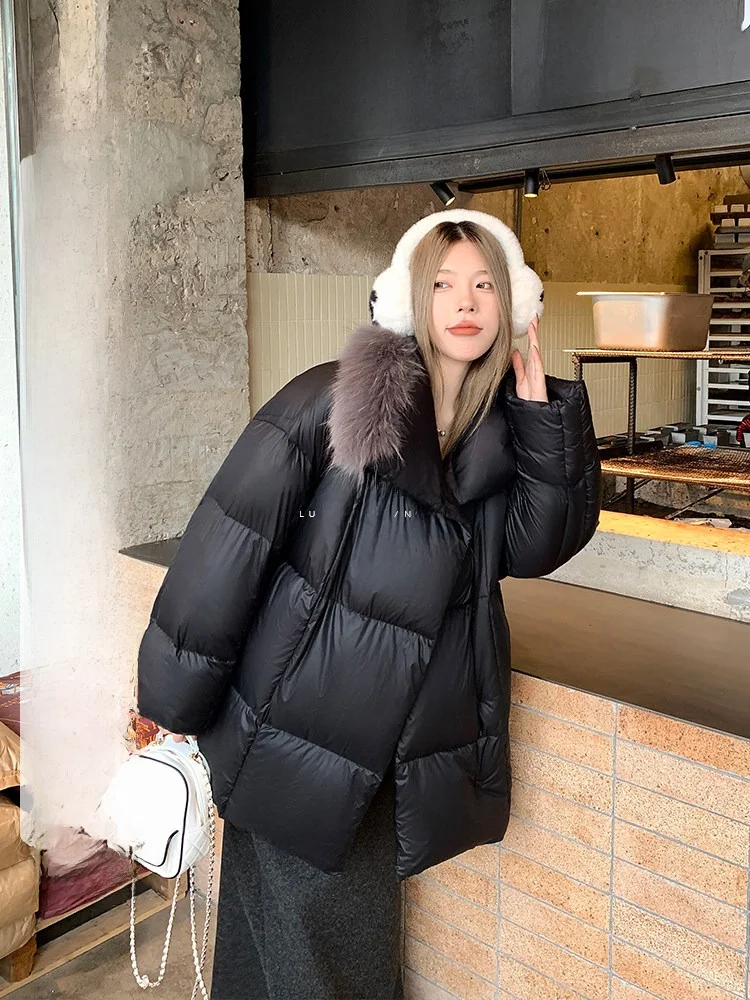 Women's Puffer Jacket Loose Fit Short Style Duck down Coat with Detachable Fur Collar Warm Commute Style Korean Version
Women's Puffer Jacket Loose Fit Short Style Duck down Coat with Detachable Fur Collar Warm Commute Style Korean Version