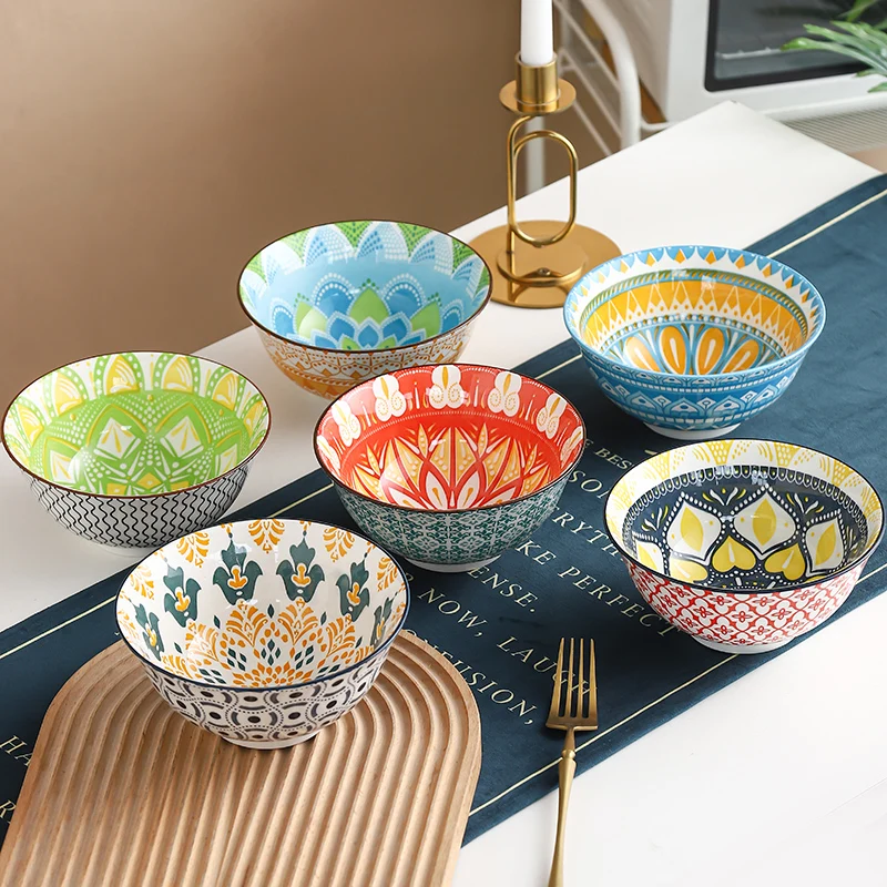 6-Piece Bohemian Ceramic Bowls 6.3 Inch - Large Capacity for Salad, Pasta, Soup, Fruit & Noodles, Microwave/Oven/Dishwasher Safe
6-Piece Bohemian Ceramic Bowls 6.3 Inch - Large Capacity for Salad, Pasta, Soup, Fruit & Noodles, Microwave/Oven/Dishwasher Safe