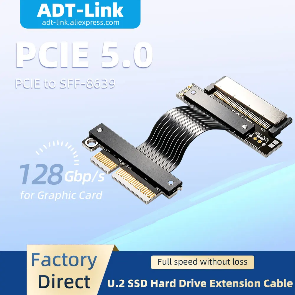 Кабель-удлинитель ADT-Link K27SF-BK PCIe 5.0 X4 к SFF-8639, высокоскоростной адаптер без потерь Gen5, полная скорость передачи данных, для твердотельных накопителей U.2 SSD, 128 Гбит/с
Кабель-удлинитель ADT-Link K27SF-BK PCIe 5.0 X4 к SFF-8639, высокоскоростной адаптер без потерь Gen5, полная скорость передачи данных, для твердотельных накопителей U.2 SSD, 128 Гбит/с