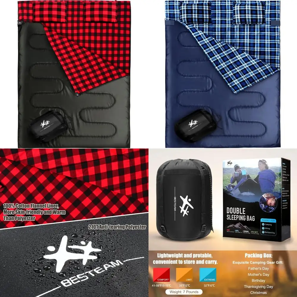 Family Flannel Sleeping Bag - Queen Size for 2, Suitable for Adults and Kids, Pillows Included, Ideal for Camping in Various Wea
Family Flannel Sleeping Bag - Queen Size for 2, Suitable for Adults and Kids, Pillows Included, Ideal for Camping in Various Wea