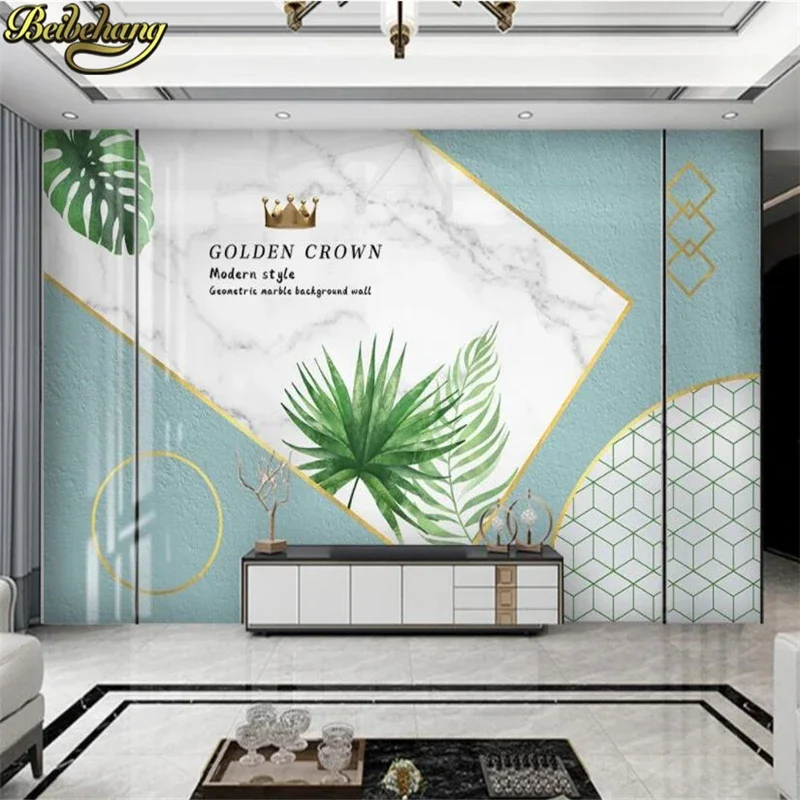 Обои beibehang на заказ, современные минималистичные геометрические обои с изображением тропических листьев и мрамора для гостиной, фоновые обои для телевизора и дивана, настенные обои
Обои beibehang на заказ, современные минималистичные геометрические обои с изображением тропических листьев и мрамора для гостиной, фоновые обои для телевизора и дивана, настенные обои
