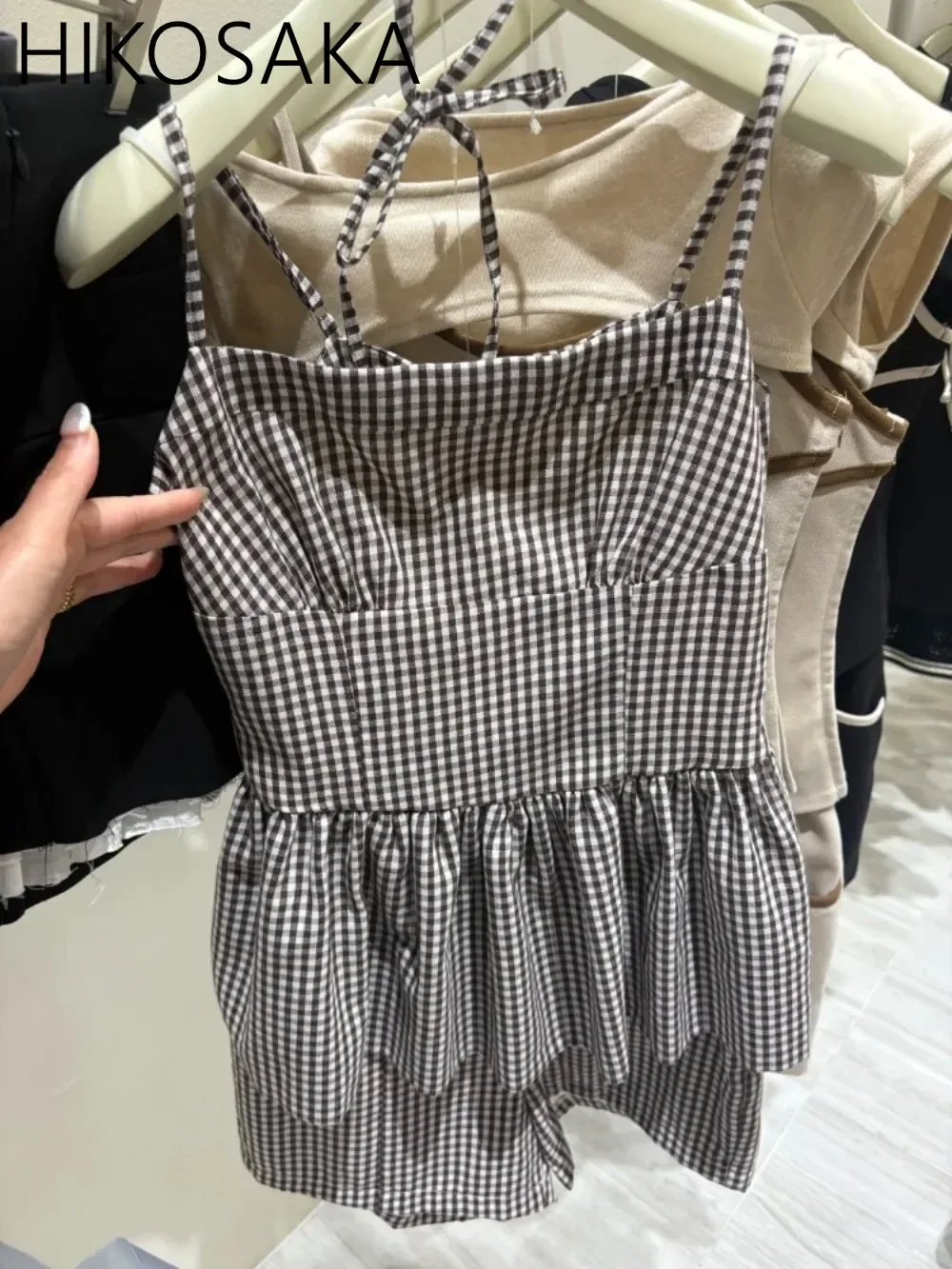 Summer Chic Fresh Women Suit Off Shoulder Lace Up Halter Camisole High Waits A-line Shorts Japanese Vintage Plaid Two Piece Sets
Summer Chic Fresh Women Suit Off Shoulder Lace Up Halter Camisole High Waits A-line Shorts Japanese Vintage Plaid Two Piece Sets