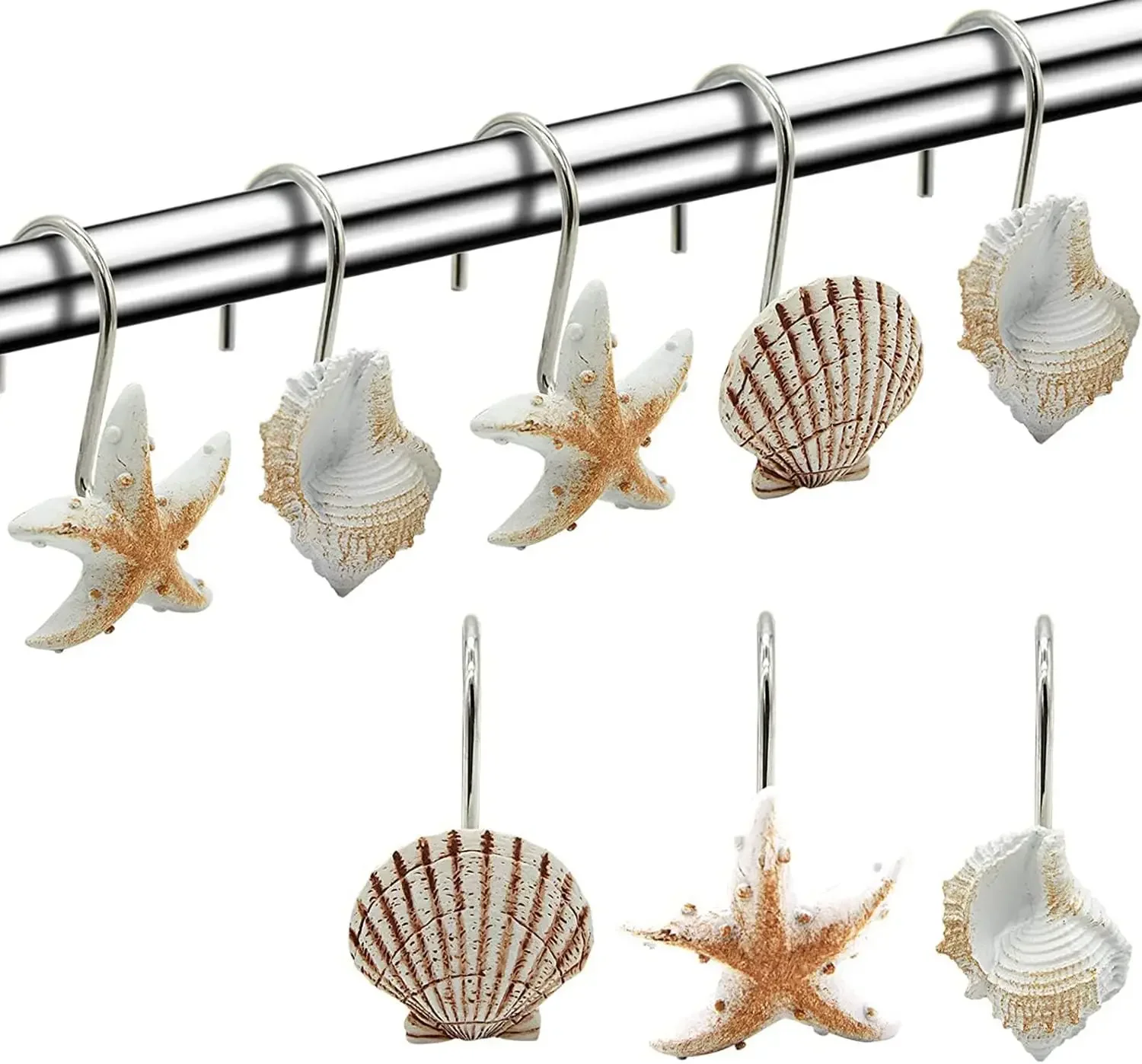 Seashell Shower Curtain Hooks,12PCS Anti Rust Decorative Resin Hooks for Bathroom, Baby Room, Bedroom, Living Room Decor (Light Brown Seashell)
Seashell Shower Curtain Hooks,12PCS Anti Rust Decorative Resin Hooks for Bathroom, Baby Room, Bedroom, Living Room Decor (Light Brown Seashell)