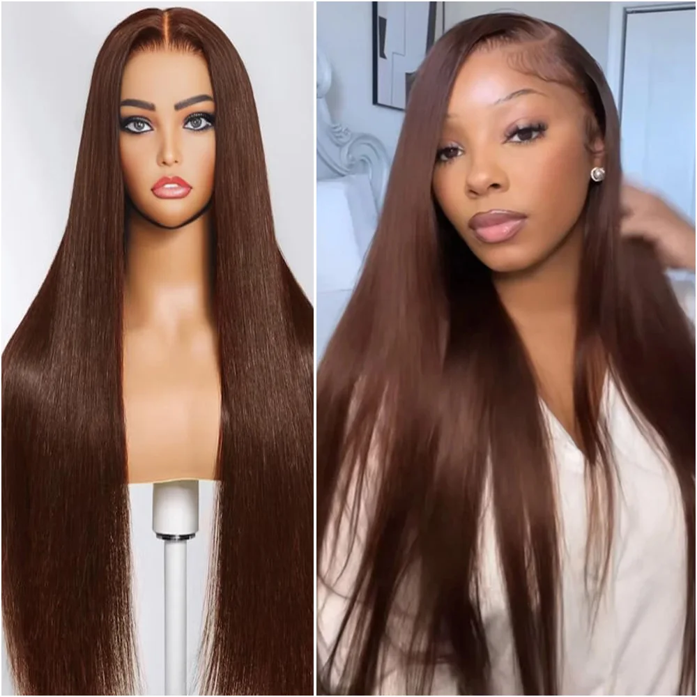 36 40 Inches Chocolate Brown Lace Front Human Hair Wig Preplucked Bone Straight 13x4 13x6 HD Lace Frontal Wigs 200% Density
36 40 Inches Chocolate Brown Lace Front Human Hair Wig Preplucked Bone Straight 13x4 13x6 HD Lace Frontal Wigs 200% Density