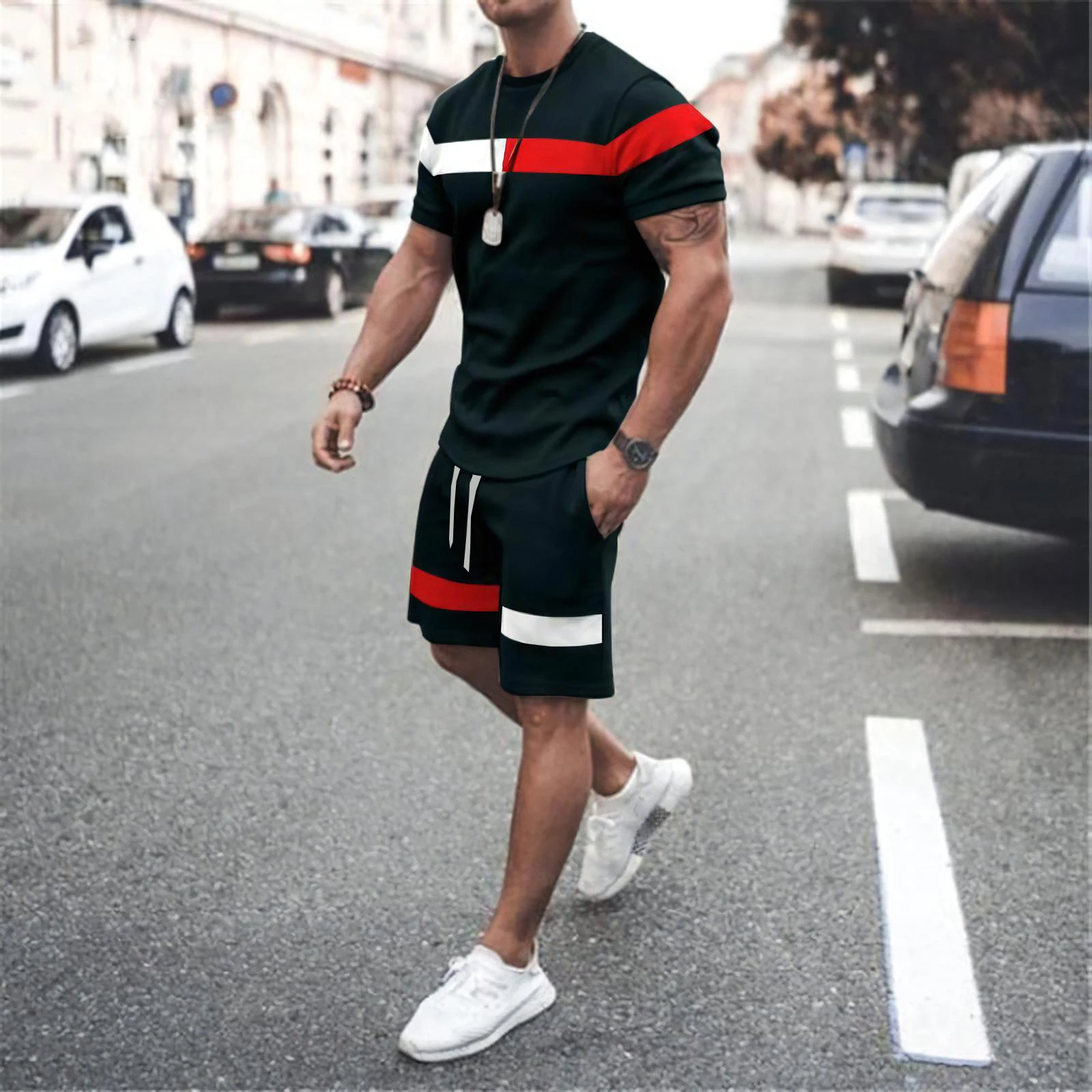 New Arrived Summer Men's T-shirts Sets 2PCS Tracksuits Mens Csual Color-block Check Pattern Sports Streetwear Male Clothes
New Arrived Summer Men's T-shirts Sets 2PCS Tracksuits Mens Csual Color-block Check Pattern Sports Streetwear Male Clothes