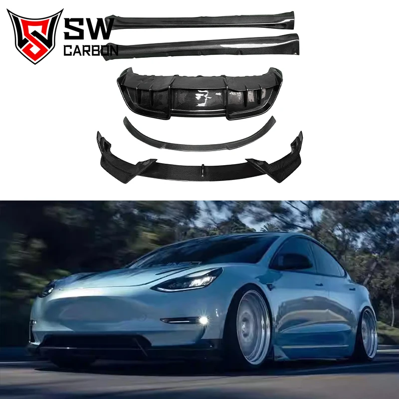 High Quality Carbon Fiber A-D Style for Tesla Model 3 Front Lip Side Skirt Rear Bumper Diffuser Rear Wing Bodykit
High Quality Carbon Fiber A-D Style for Tesla Model 3 Front Lip Side Skirt Rear Bumper Diffuser Rear Wing Bodykit