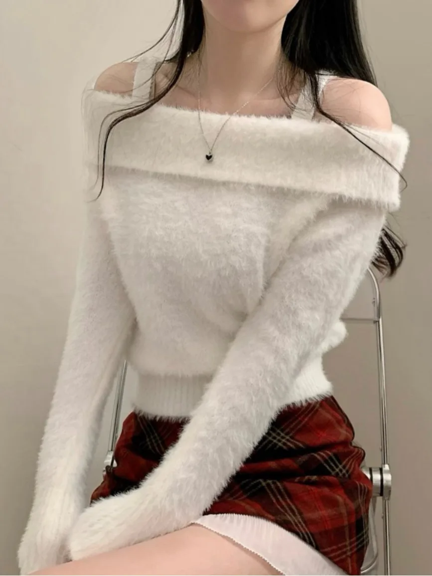 Chic Long Sve Knitted Sweater oulder Bared Fur Simulation Loose Fit One oulder Neline ort Sle Women's Top
Chic Long Sve Knitted Sweater oulder Bared Fur Simulation Loose Fit One oulder Neline ort Sle Women's Top