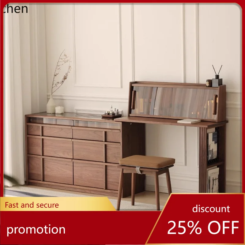Hxl black walnut chest of drawers all-in-one dressing table pure solid wood makeup table
Hxl black walnut chest of drawers all-in-one dressing table pure solid wood makeup table