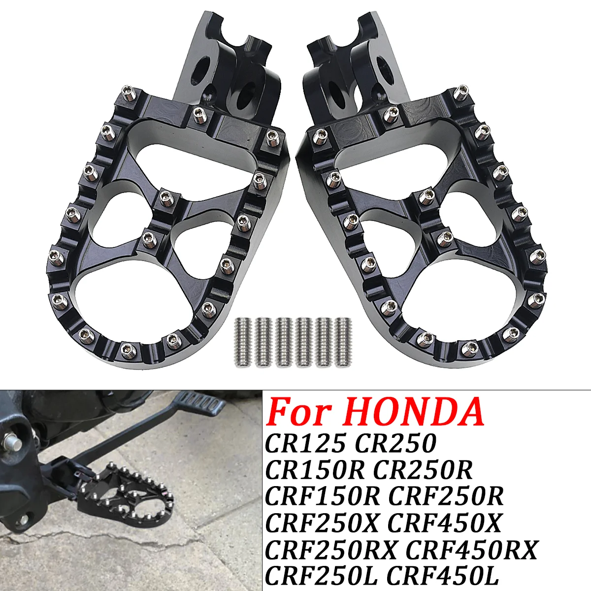 Motorcycle CNC FootRest Footpegs Foot Pegs Pedals For HONDA CRF250R CRF450R CR125 CR250 CRF150R CRF250X CRF450X CRF250L CRF250M
Motorcycle CNC FootRest Footpegs Foot Pegs Pedals For HONDA CRF250R CRF450R CR125 CR250 CRF150R CRF250X CRF450X CRF250L CRF250M
