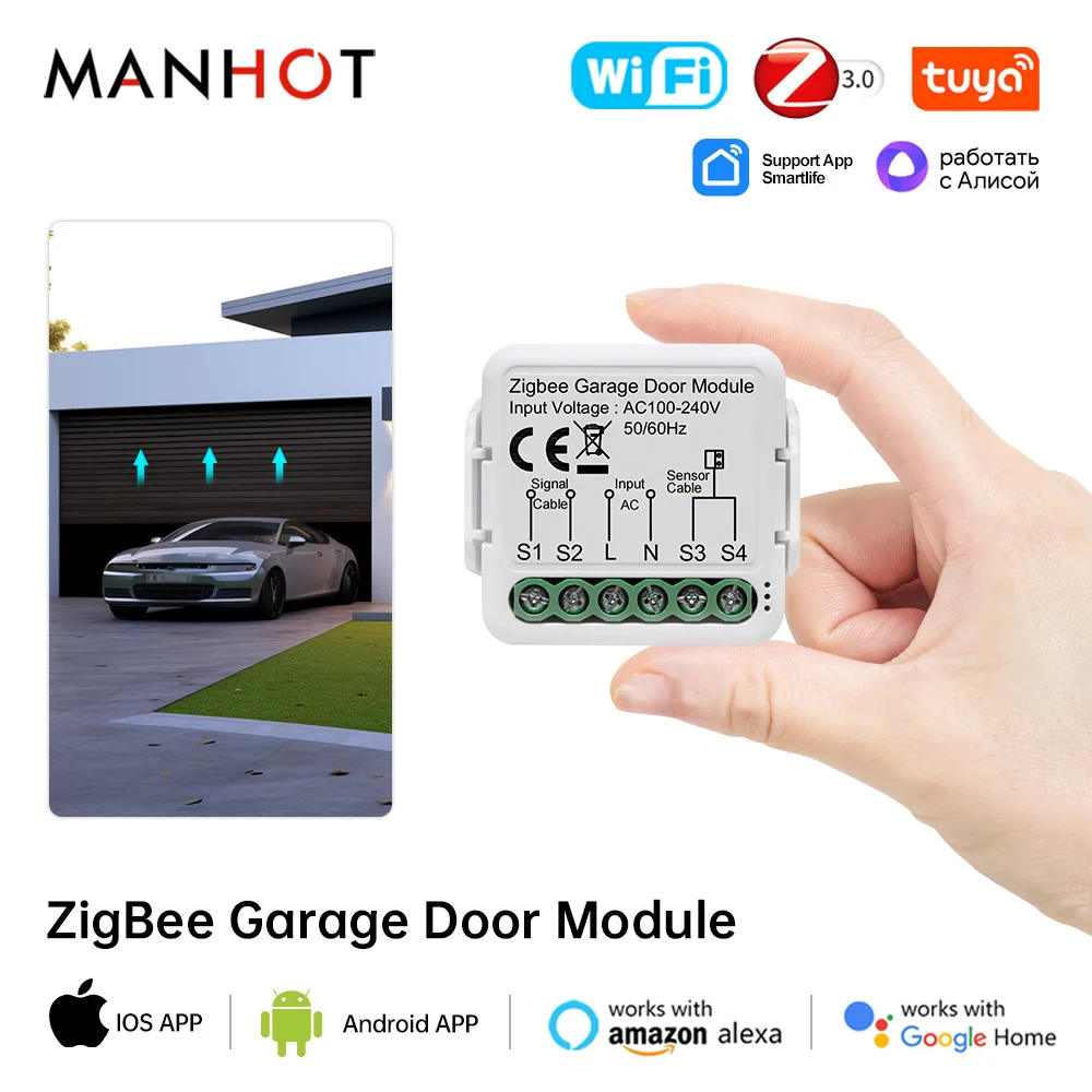 Tuya Smart Life Wi-Fi/Zigbee модуль контроллера открывания гаражных ворот приложение голосовой пульт дистанционного управления работает с Alexa Google Home Assistant
Tuya Smart Life Wi-Fi/Zigbee модуль контроллера открывания гаражных ворот приложение голосовой пульт дистанционного управления работает с Alexa Google Home Assistant