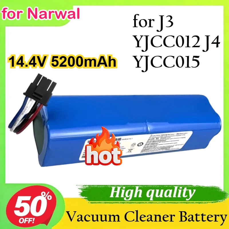 Аккумулятор 14.4V 5200mAh для робота-пылесоса Narwal J3 YJCC012 J4 YJCC015, сменная батарея
Аккумулятор 14.4V 5200mAh для робота-пылесоса Narwal J3 YJCC012 J4 YJCC015, сменная батарея