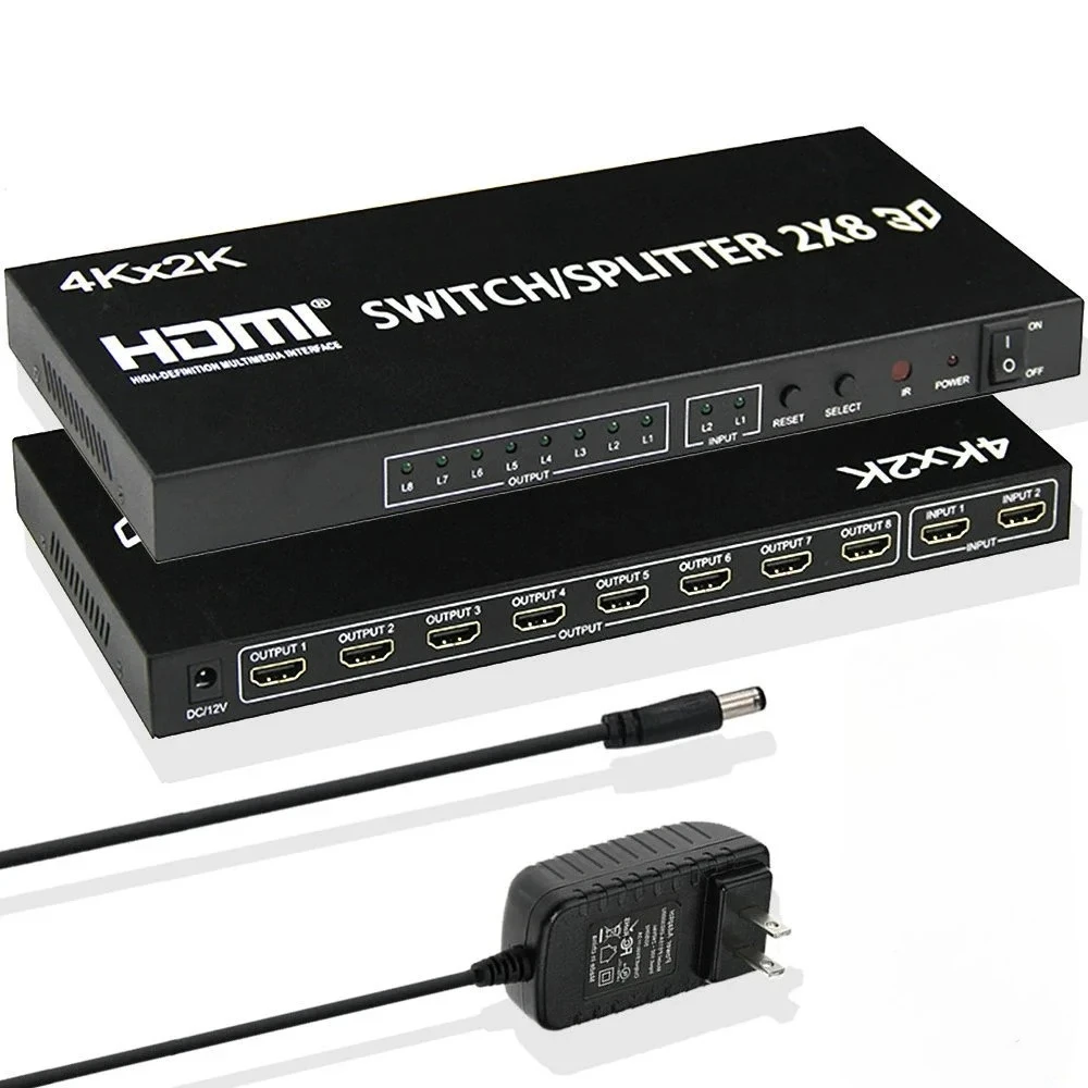 4K HDMI-переключатель 2 в 8 выходов HDMI-переключатель-сплиттер 2x8 видеораспределитель для портативных ПК на многоэкранный ТВ-проектор Копировать дисплей
4K HDMI-переключатель 2 в 8 выходов HDMI-переключатель-сплиттер 2x8 видеораспределитель для портативных ПК на многоэкранный ТВ-проектор Копировать дисплей