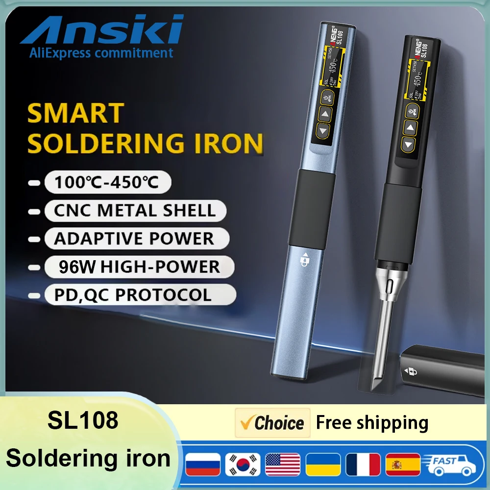 SL108 T12 Soldering Iron Portable 96w 100-450°C Adjustable Temperature Digital Solder Station T12 tip series Welding tools Kit
SL108 T12 Soldering Iron Portable 96w 100-450°C Adjustable Temperature Digital Solder Station T12 tip series Welding tools Kit