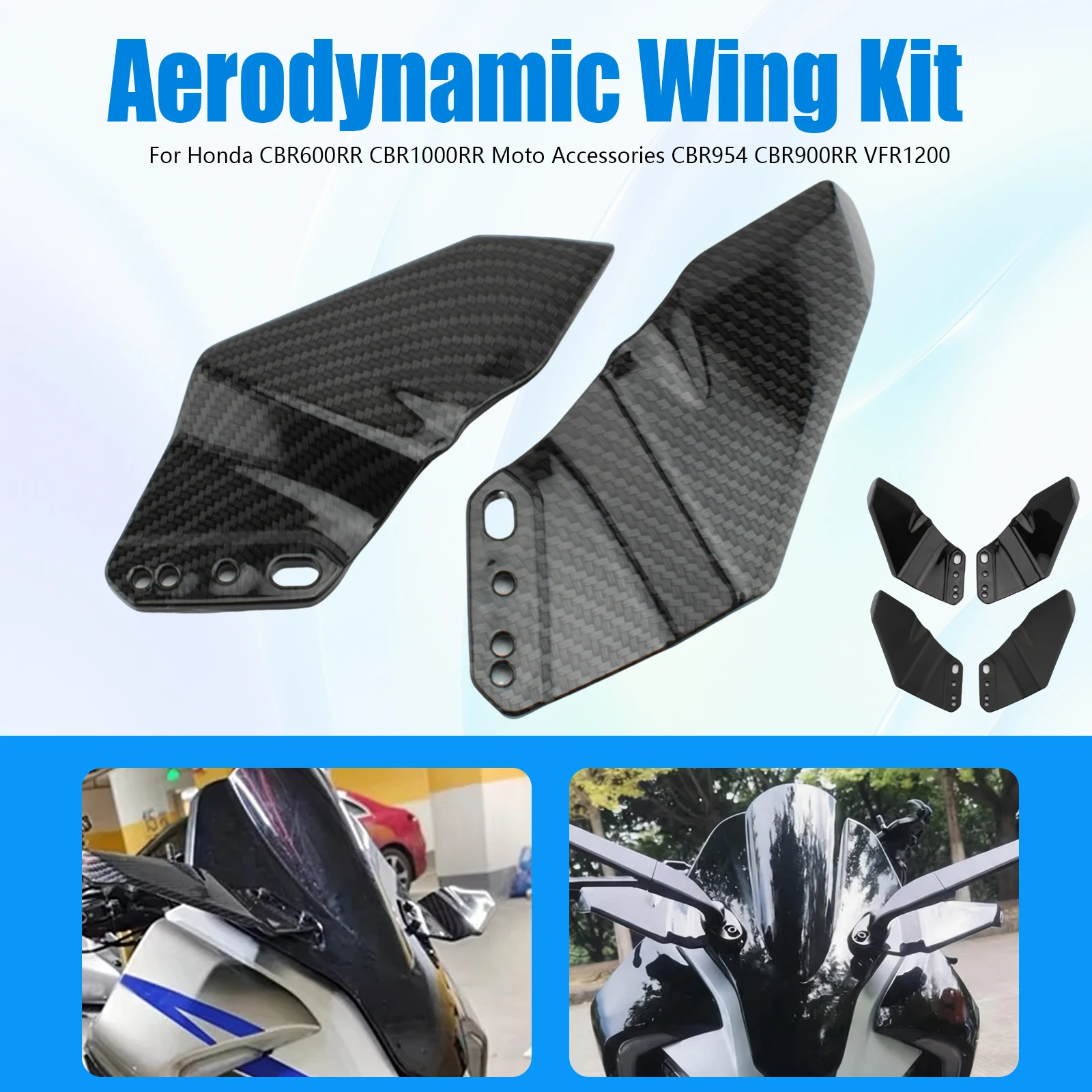 Motorcycle Winglet Wing Kit Spoiler Rear Wing For Honda CBR250R CBR500RR CBR650R CBR600RR CBR1000RR VFR800 CBR954 Aerodynamic
Motorcycle Winglet Wing Kit Spoiler Rear Wing For Honda CBR250R CBR500RR CBR650R CBR600RR CBR1000RR VFR800 CBR954 Aerodynamic