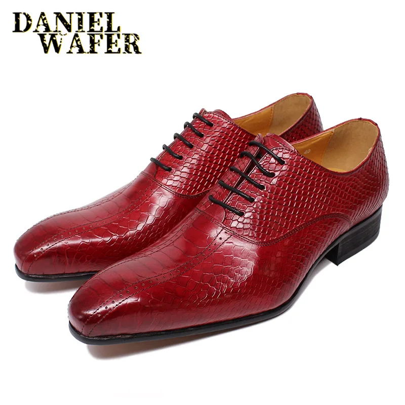 Men's Fashion Handmade Genuine Leather Oxford Shoes Black Red Lace-Up Pointed Toe Formal Office Wedding Snake Print Design
Men's Fashion Handmade Genuine Leather Oxford Shoes Black Red Lace-Up Pointed Toe Formal Office Wedding Snake Print Design