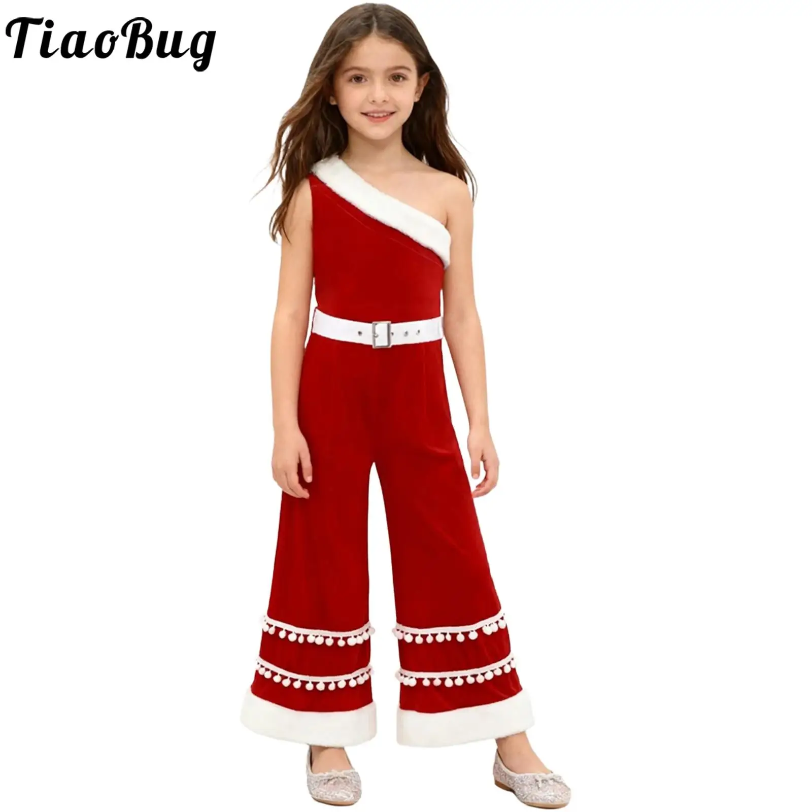 Girls Christmas Santa Claus Costumes Rompers Jazz Dance Leotards One Shoulder Pompom Long Pants Jumpsuit for Parties Cosplay
Girls Christmas Santa Claus Costumes Rompers Jazz Dance Leotards One Shoulder Pompom Long Pants Jumpsuit for Parties Cosplay