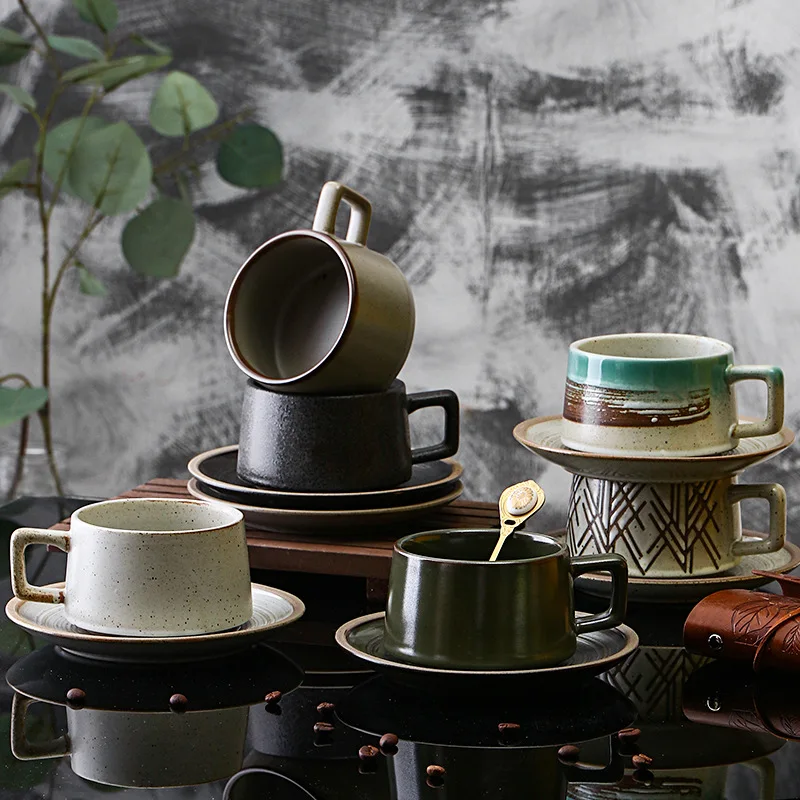 Creative Japanese Style Retro Coffee Cup and Saucer Set, Ceramic Water Cup Mug, Milk Cup with Spoon, Commercial Tableware
Creative Japanese Style Retro Coffee Cup and Saucer Set, Ceramic Water Cup Mug, Milk Cup with Spoon, Commercial Tableware