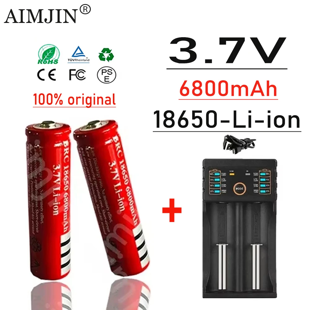 18650 Original 3.7V 100% New 6800mAh Rechargeable Battery for Led Flashlight Battery Li-ion Battery + Charger
18650 Original 3.7V 100% New 6800mAh Rechargeable Battery for Led Flashlight Battery Li-ion Battery + Charger