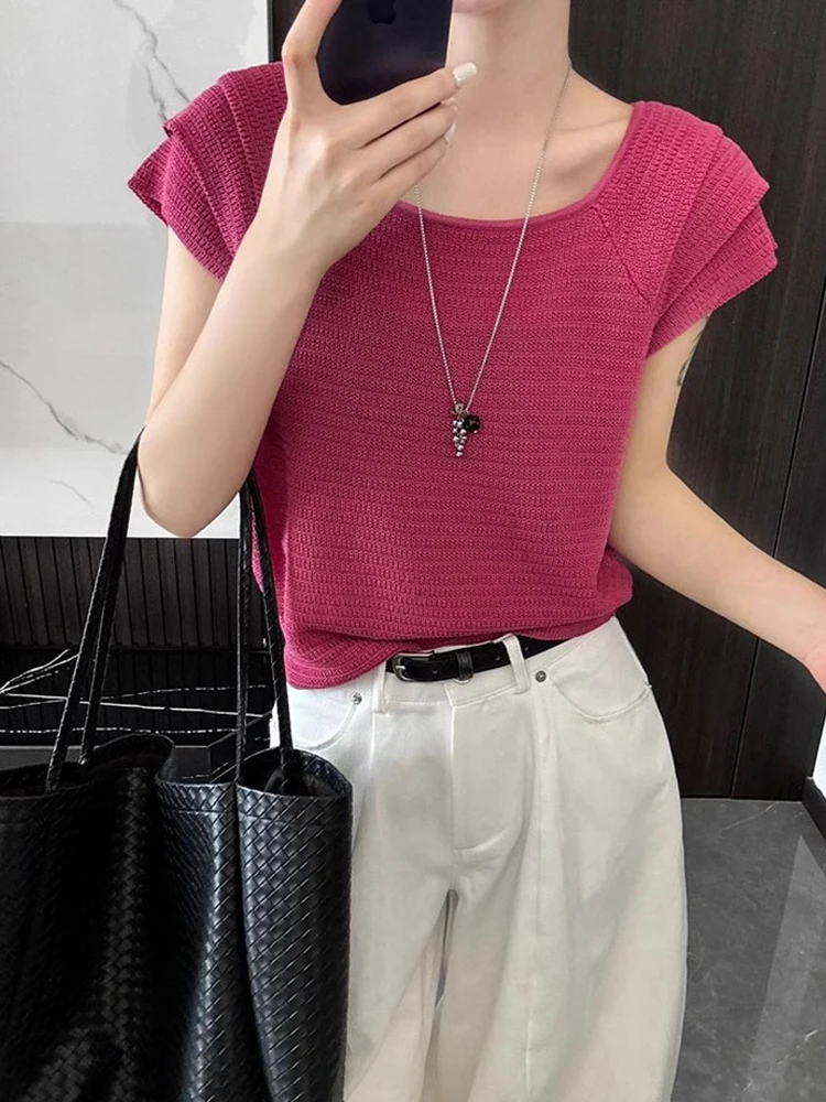 Faionable Summer Knitted ort Sve Overhead Top Commute Design Slimming New Sle T-irt Korean Version Regular Fit
Faionable Summer Knitted ort Sve Overhead Top Commute Design Slimming New Sle T-irt Korean Version Regular Fit