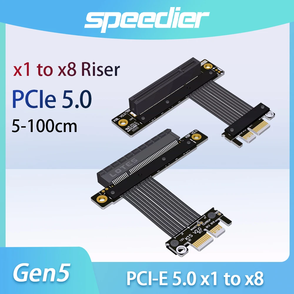 ADT Gen5 PCIe 5.0 x1 to x8 Adapter Cable 32Gbps Extension Cord Custom Length for Network Card Video Capture SSD PCIe x8 Card
ADT Gen5 PCIe 5.0 x1 to x8 Adapter Cable 32Gbps Extension Cord Custom Length for Network Card Video Capture SSD PCIe x8 Card