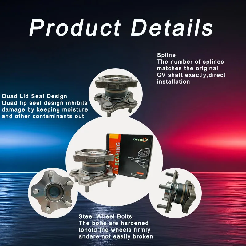 DI-SOLIK Auto Parts Rear Wheel Hub Bearing Assembly 43202-9W200-C100 43202-3Z000 43202-3Z010 43202-7Y000 43202-8J000 43202-8J100
DI-SOLIK Auto Parts Rear Wheel Hub Bearing Assembly 43202-9W200-C100 43202-3Z000 43202-3Z010 43202-7Y000 43202-8J000 43202-8J100