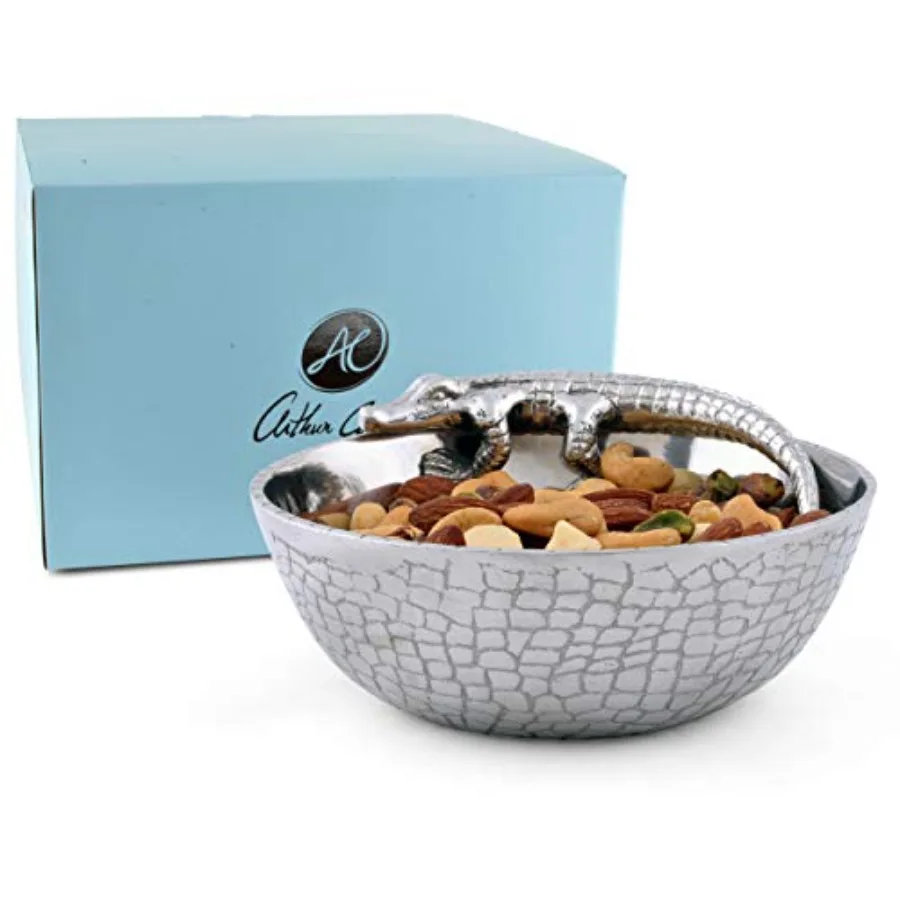 Дизайнерская алюминиевая металлическая чаша для приправ из кожи аллигатора Gator с узором для орехов и закусок, диаметр 6 дюймов
Дизайнерская алюминиевая металлическая чаша для приправ из кожи аллигатора Gator с узором для орехов и закусок, диаметр 6 дюймов