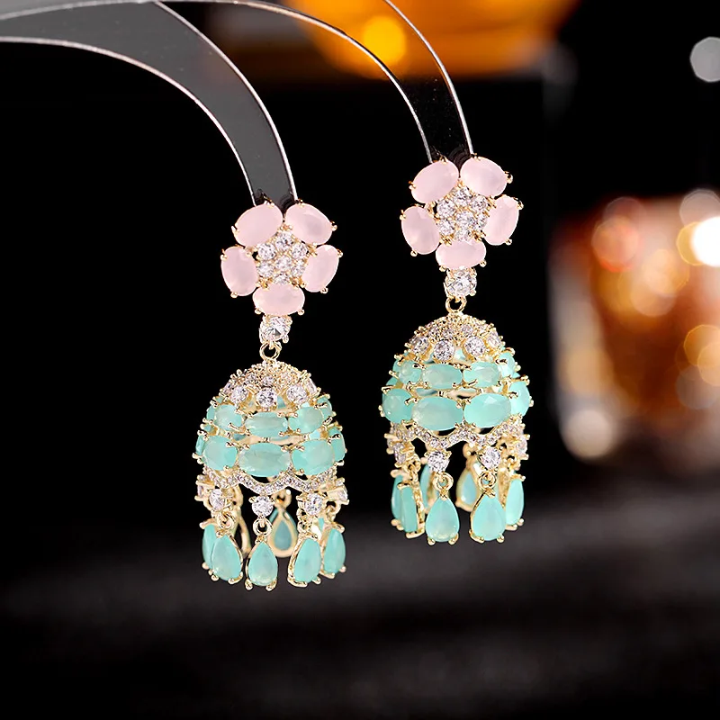 Ethnic Creative Heavy Craft Colorful Zircon Vintage Earrings Copper Inlaid Zirconia Luxurious Palace Style Banquet Tassel
Ethnic Creative Heavy Craft Colorful Zircon Vintage Earrings Copper Inlaid Zirconia Luxurious Palace Style Banquet Tassel