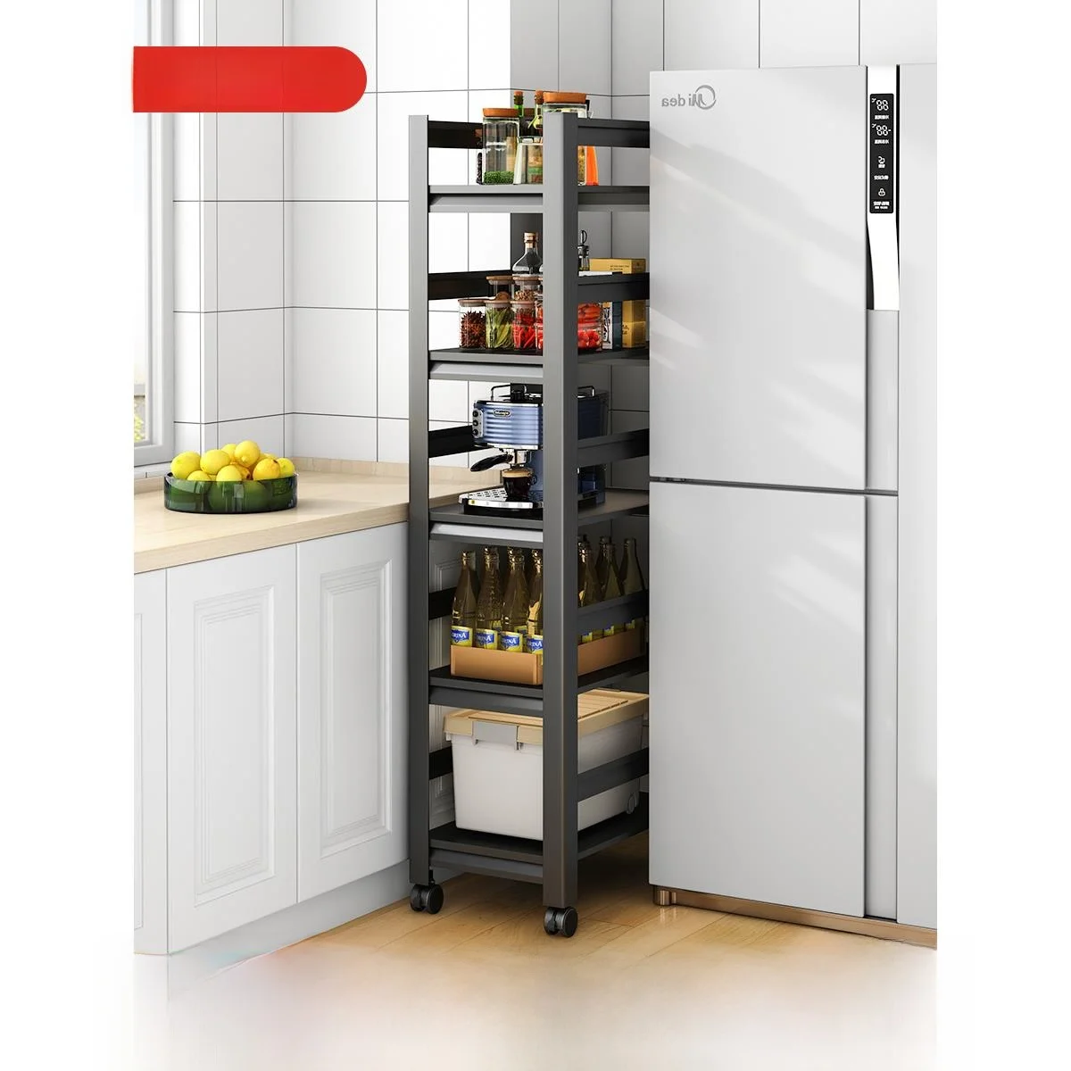 Kitchen Carbon Steel Storage Rack with Wheels for Fridge Multi-Purpose Narrow Space Organizer Luxury Style Home Use
Kitchen Carbon Steel Storage Rack with Wheels for Fridge Multi-Purpose Narrow Space Organizer Luxury Style Home Use