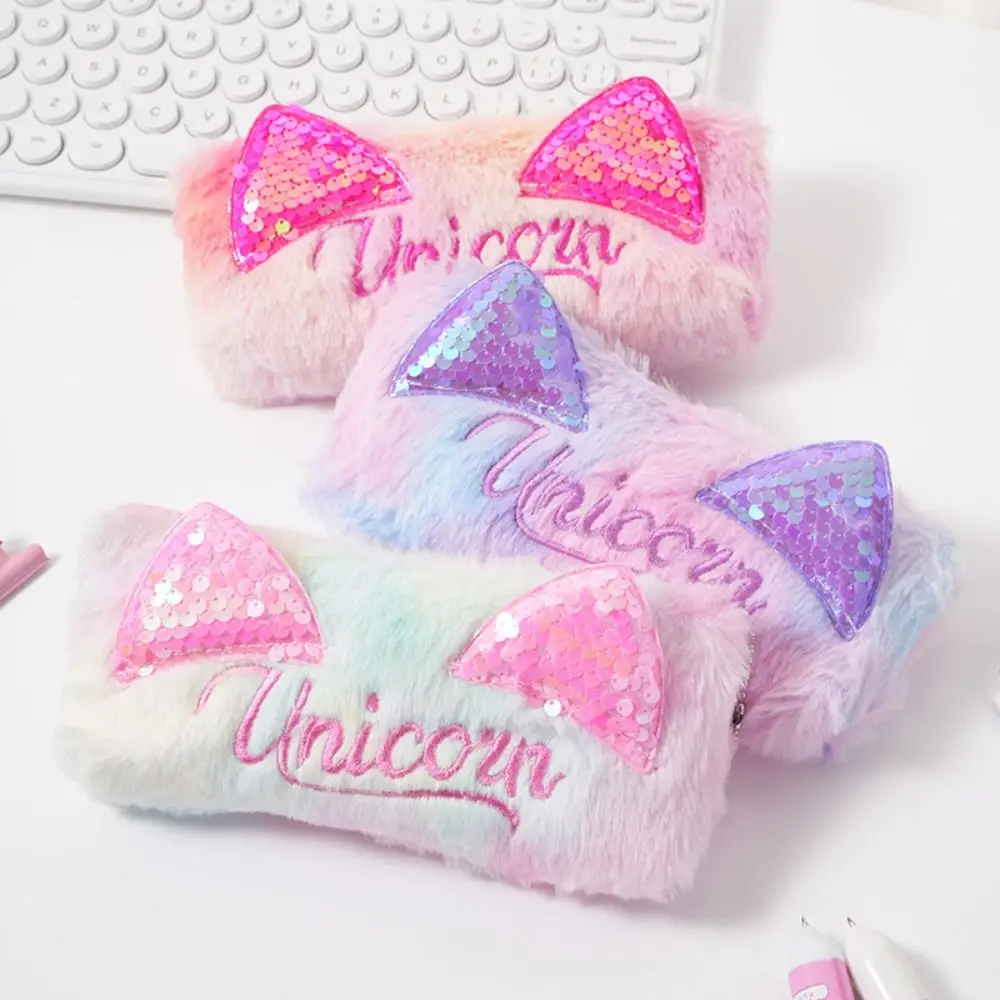 New Plush Pen Bag Glitter Cat Ear Zipper Deisgn Stationery Bag Large Capacity Pencil Case Gift
New Plush Pen Bag Glitter Cat Ear Zipper Deisgn Stationery Bag Large Capacity Pencil Case Gift