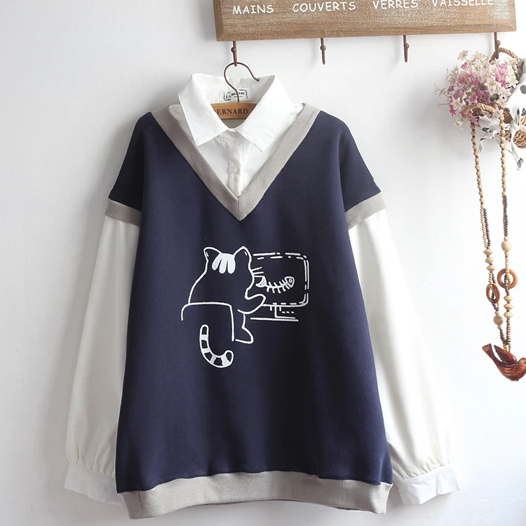 Утепленная флисовая толстовка с воротником и принтом, зимняя новинка, в стиле колледж, имитация двухслойности, с милым принтом
Утепленная флисовая толстовка с воротником и принтом, зимняя новинка, в стиле колледж, имитация двухслойности, с милым принтом